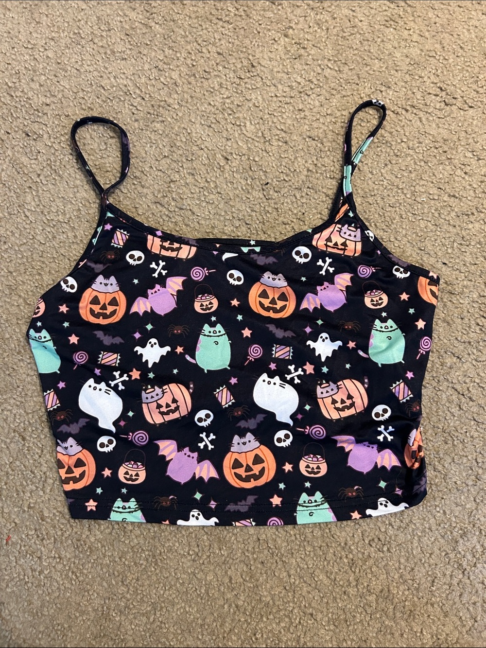 Romwe Pusheen Halloween Cropped Tank